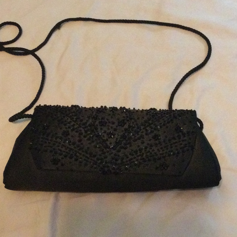 Black satin clutch